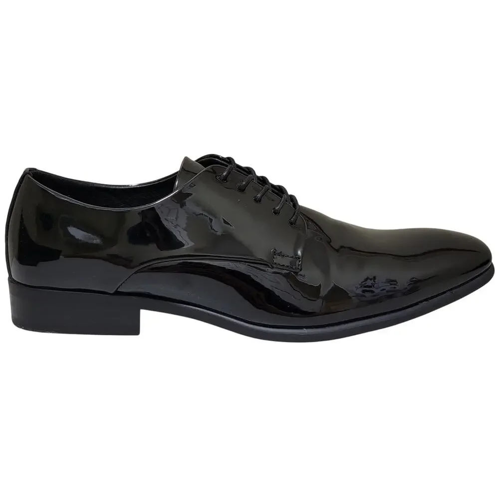 Alfani Walkerr Plain Toe Derby Oxfords Size US 10.5M Black Patent Faux Leather